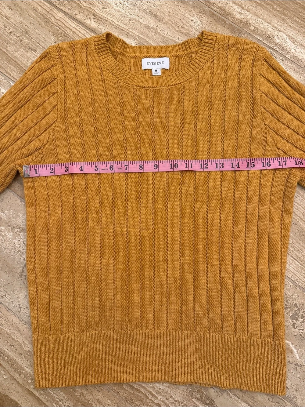 Evereve Ribbed Short-Sleeve Sweater Gold Mustard Medium